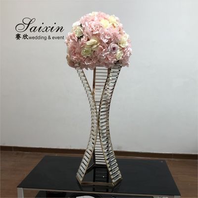 Crystal Gold Flower Vase Metal Stand For Living Room Wedding Table Decoration