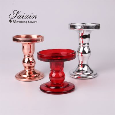 Wholesale chic cheap gray glass candle holder for wedding decoration