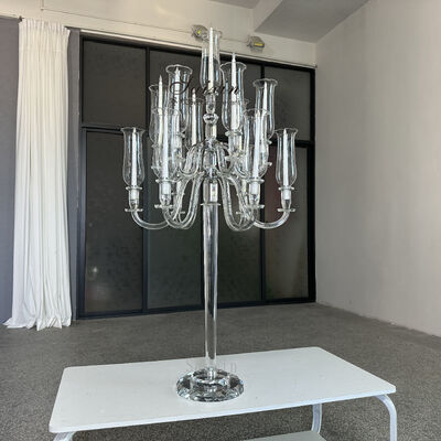 New Luxury 13 Arms Clear Crystal Tall Candelabra for Table&Wedding Decoration